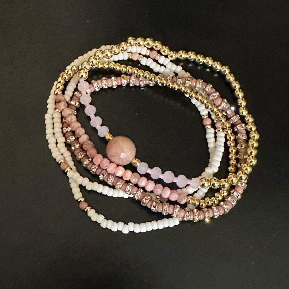 Pink and Gold Bracelets
